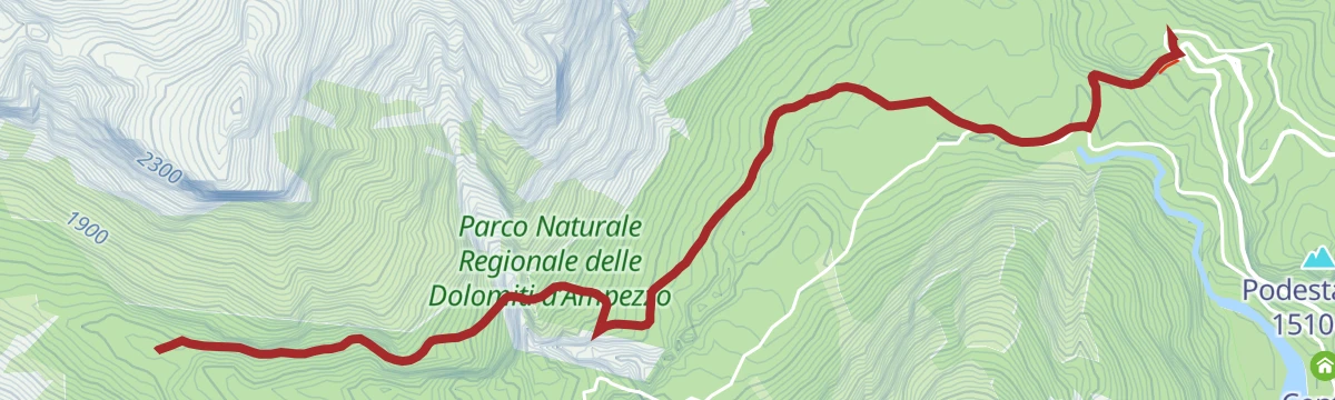 Route map: Via Ferrata: Valle di Fanes - G. Barbara